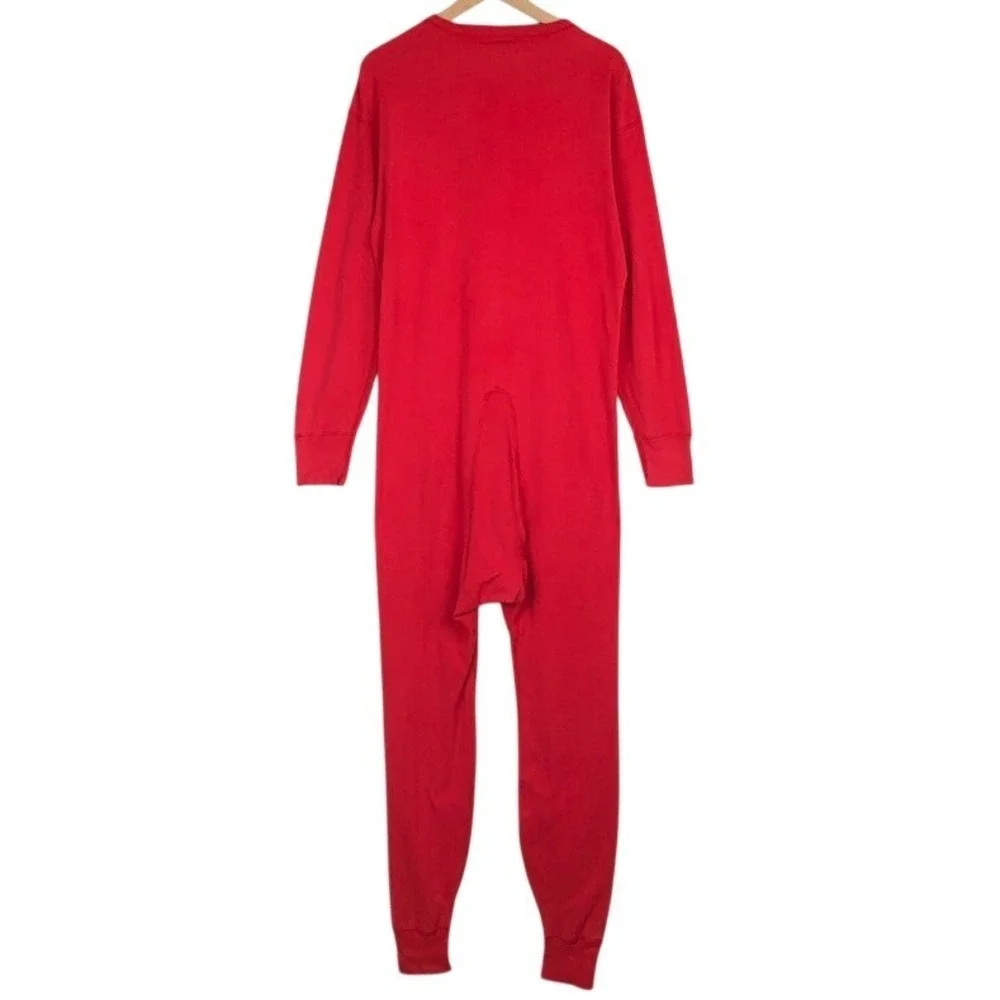 VTG CARHARTT K12 Cotton‎ Union Suit Men's XL Red Long Sleeve One Piece Thermal